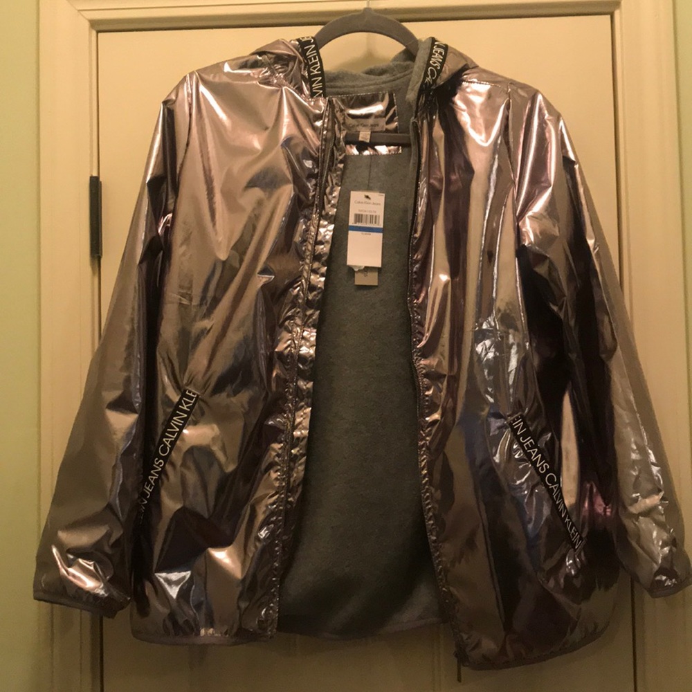 Calvin Klein Girls silver rain jacket